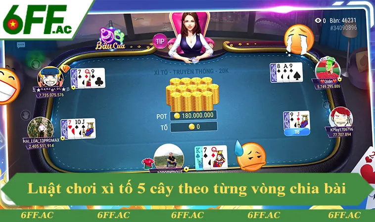 Cách Chơi Xì Tố Chuẩn Nhất Cho Người Mới 2025 1 Luật chơi xì tố 5 cây theo từng vòng chia bài