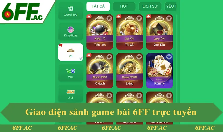 Game Bài 6FF 1 Giao diện game bài 6FF trực tuyến tại sảnh chính