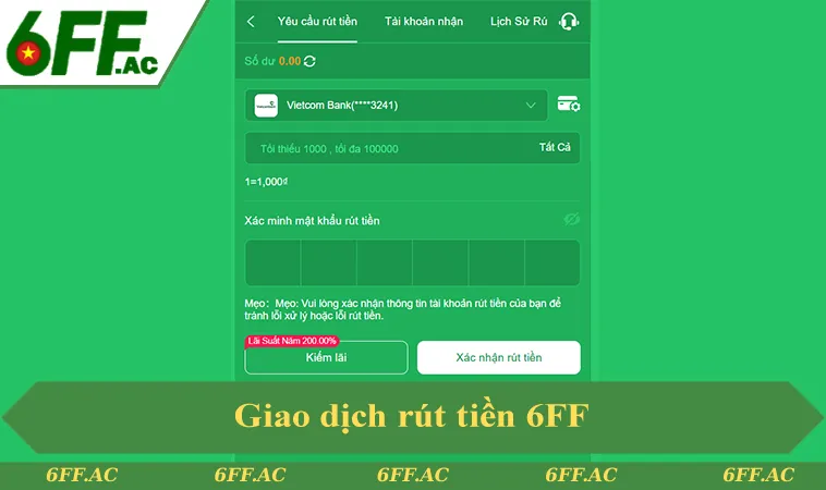Quy trình xử lý giao dịch rút tiền 6FF tự động và thủ công