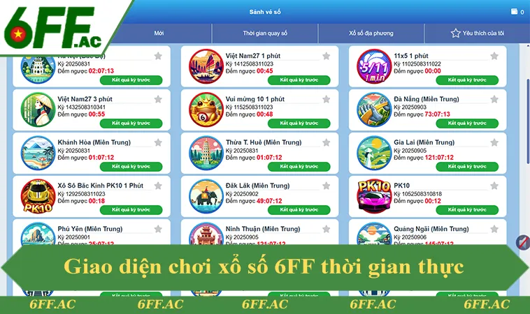 Giao diện chơi xổ số 6FF thời gian thực